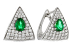 Allison Kaufman Emerald & Diamond Earrings in 14K White Gold, 1.00 ctw