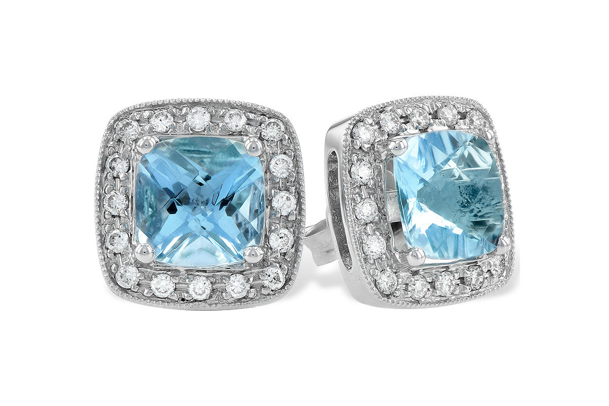 Allison Kaufman Aquamarine & Diamond Earrings in 14K White Gold, 1.75 ctw (X14407)