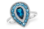 Allison Kaufman Blue Topaz & Diamond Ring in 14K White Gold, 1.60 ctw