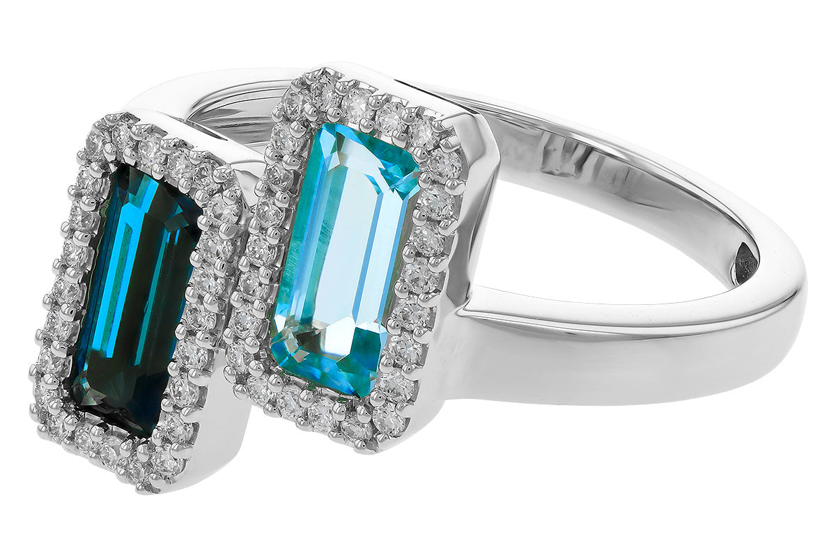 Allison Kaufman Blue Topaz & Diamond Ring in 14K White Gold, 1.90 ctw, alternate view