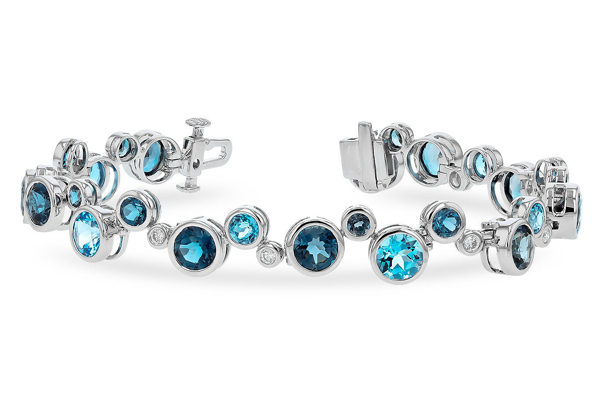 Allison Kaufman Blue Topaz & Diamond Bracelet in 14K White Gold, 15.95 ctw