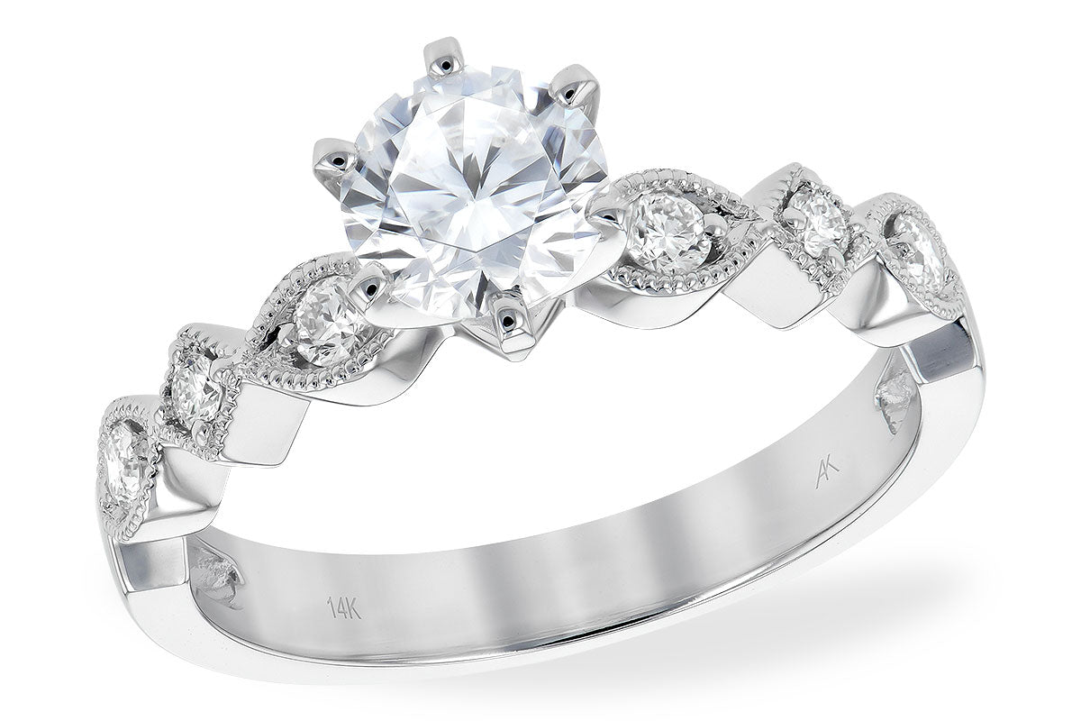 Allison Kaufman Diamond Engagement Ring Semi-Mount in 14K White Gold, 0.16 ctw (L7715)