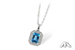 Allison Kaufman Blue Topaz & Diamond Necklace in 14K White Gold, 1.86 ctw
