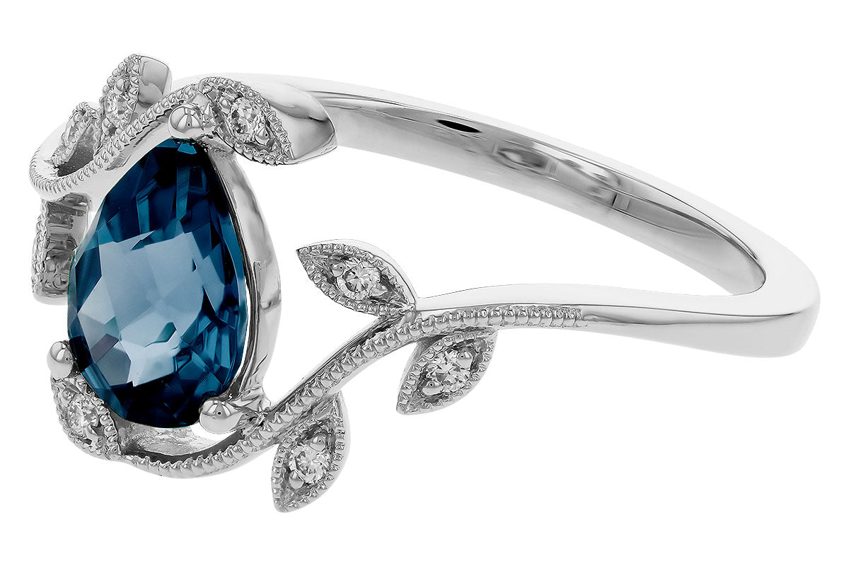 Allison Kaufman London Blue Topaz & Diamond Ring in 14K White Gold, 1.26 ctw, alternate view