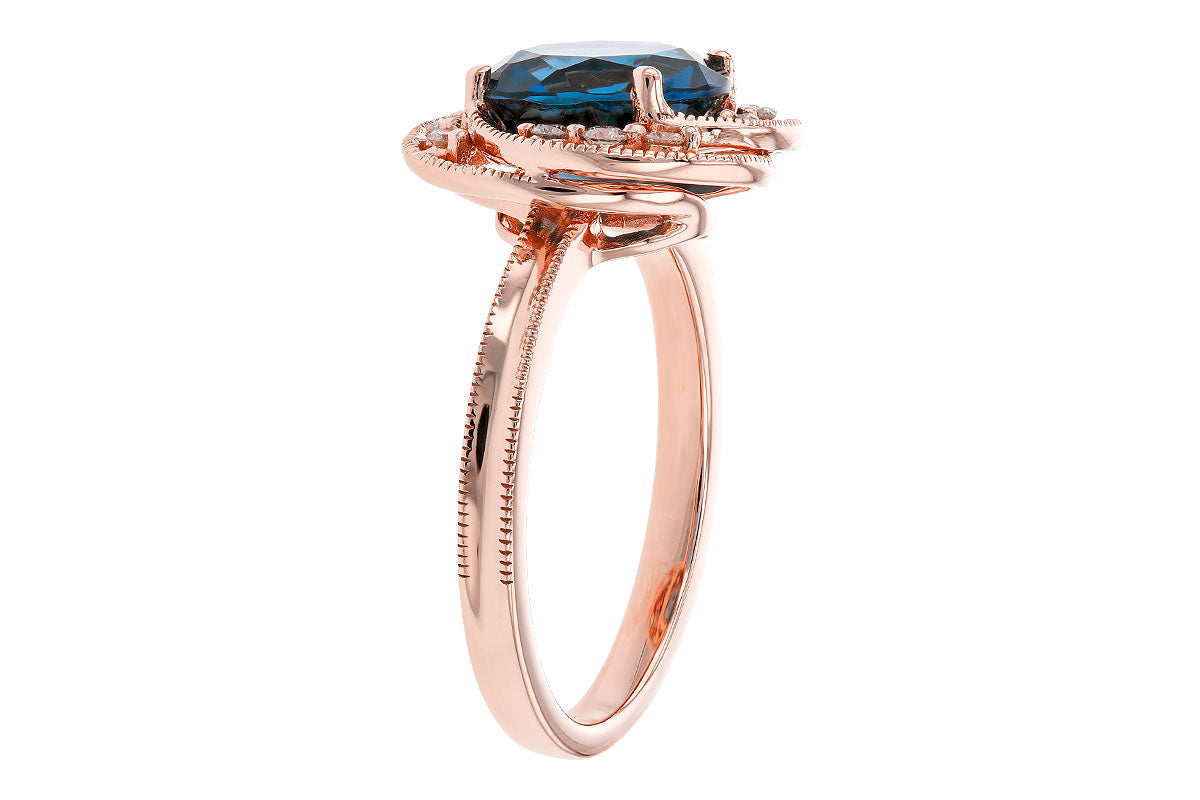 Allison Kaufman London Blue Topaz & Diamond Ring in 14K Rose Gold, 3.05 ctw, alternate view