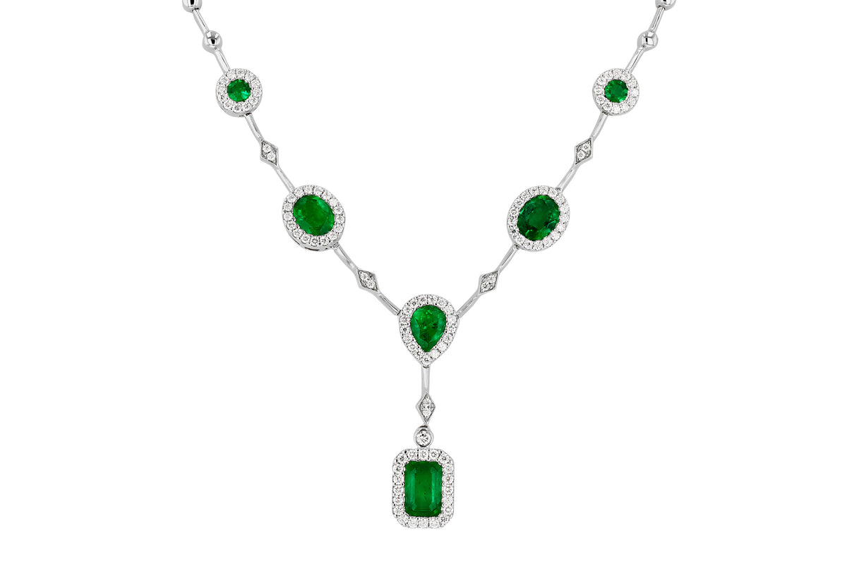 Allison Kaufman Emerald, Ruby & Diamond Necklace in 14K White Gold, 2.08 ctw