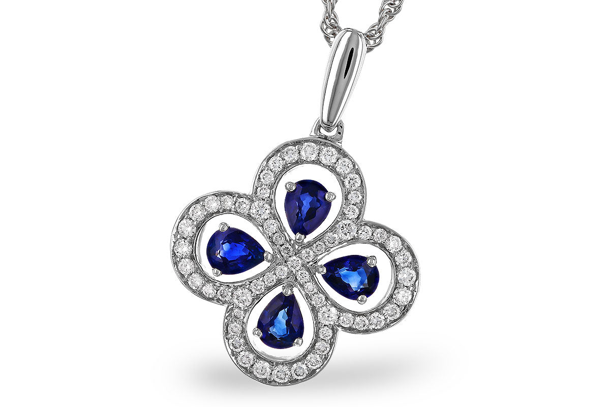 Allison Kaufman Sapphire & Diamond Necklace in 14K White Gold, 0.96 ctw