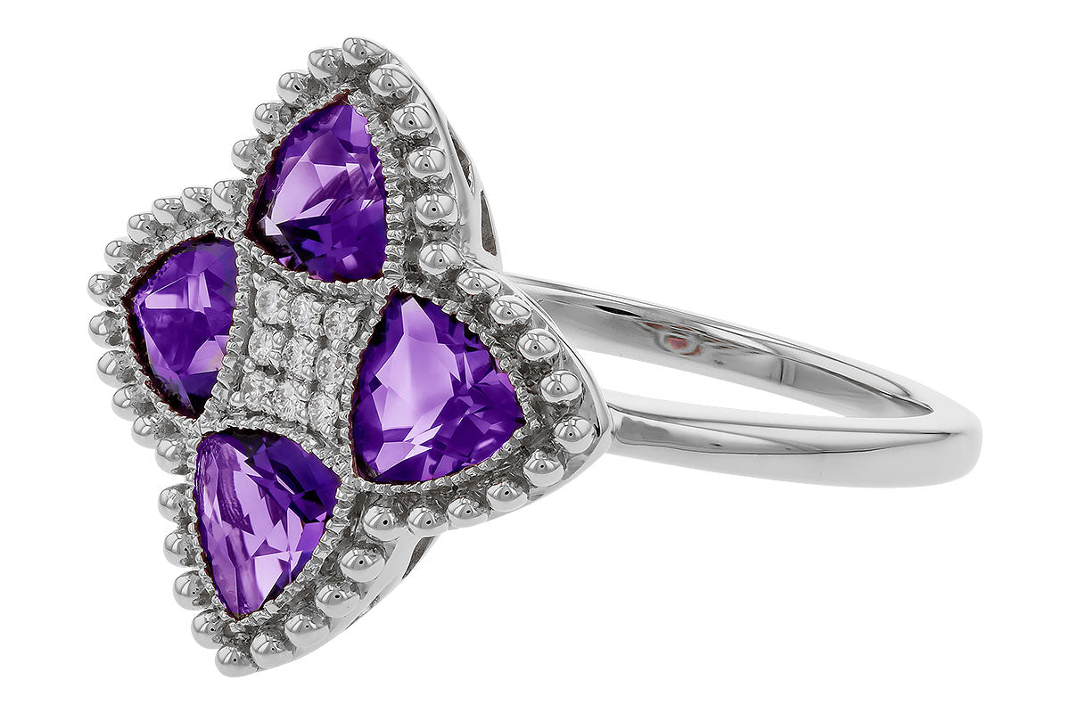 Allison Kaufman Amethyst & Diamond Ring in 14K White Gold, 1.32 ctw (D6042), alternate view