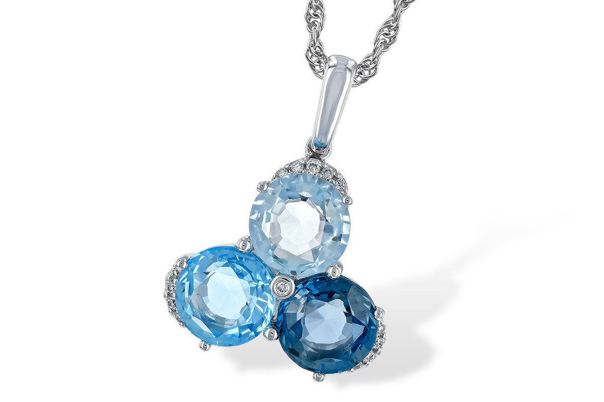 Allison Kaufman Blue Topaz & Diamond Necklace in 14K White Gold, 4.06 ctw