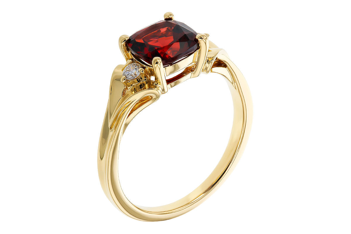 Allison Kaufman Garnet & Diamond Ring in 14K Yellow Gold, 1.75 ctw (D6052), alternate view