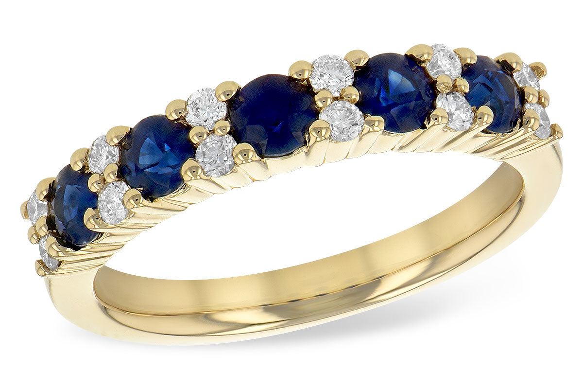 Allison Kaufman Sapphire & Diamond Wedding Band in 14K Yellow Gold, 1.10 ctw (WR833-1)