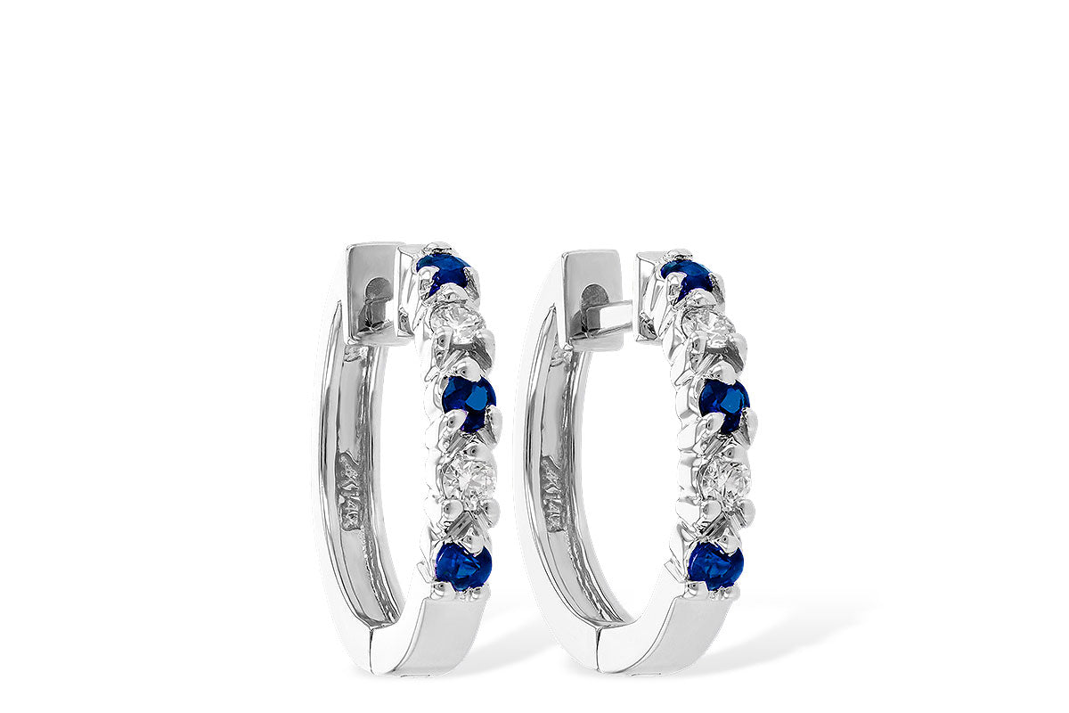 Allison Kaufman Sapphire & Diamond Earrings in 14K White Gold, 0.26 ctw (ER106-25)