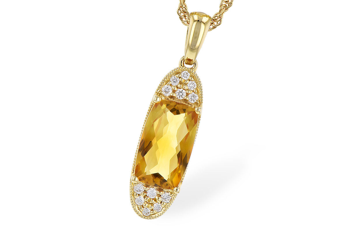 Allison Kaufman Citrine & Diamond Necklace in 14K Yellow Gold, 1.70 ctw