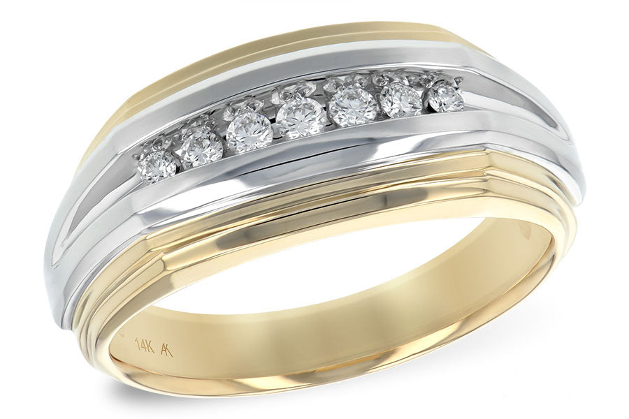 Allison Kaufman Diamond Men's Wedding Band in 14K Yellow & White Gold, 0.23 ctw