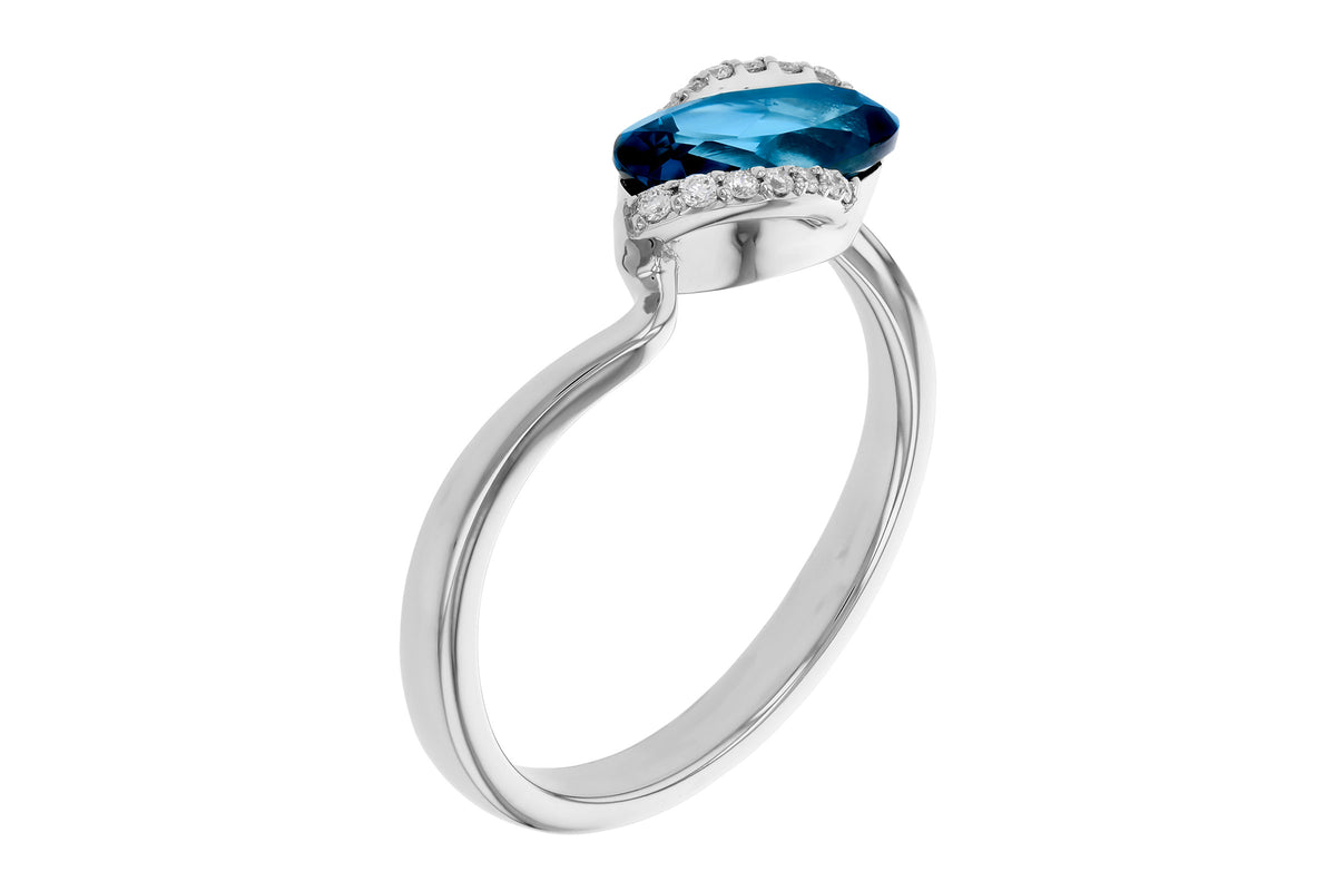 Allison Kaufman London Blue Topaz & Diamond Ring in 14K White Gold, 1.44 ctw, alternate view