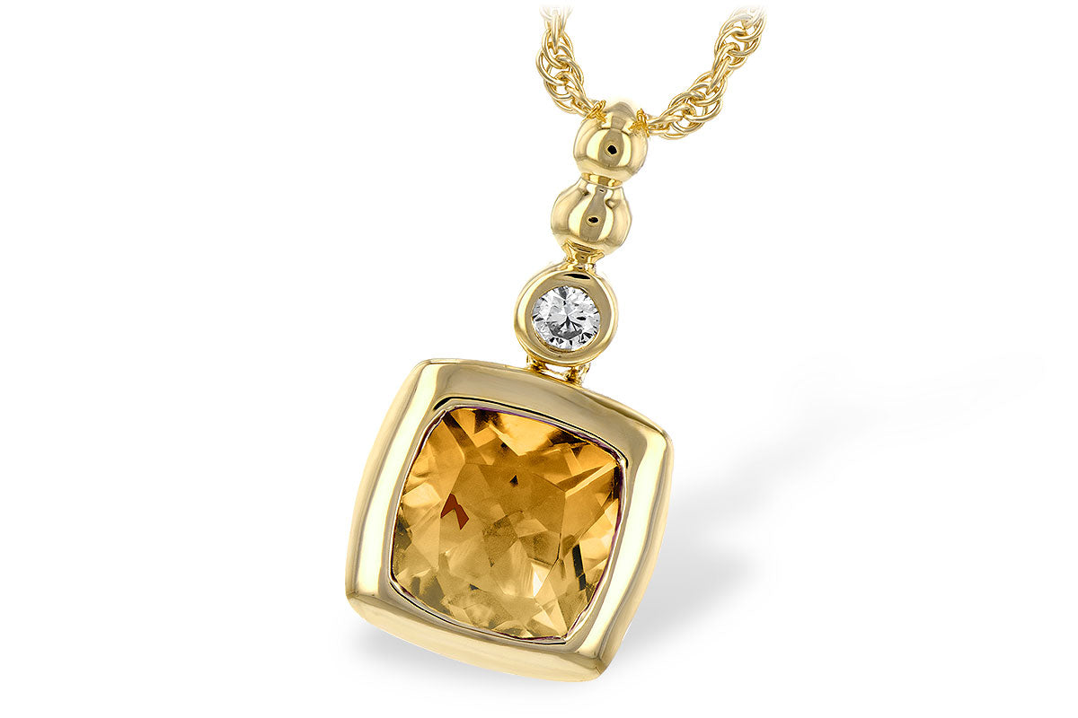 Allison Kaufman Citrine & Diamond Necklace in 14K Yellow Gold, 1.26 ctw