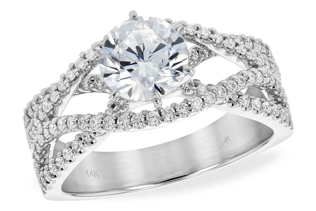 Allison Kaufman Diamond Engagement Ring Semi-Mount in 14K White Gold, 0.53 ctw
