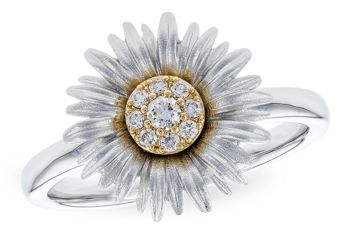Allison Kaufman Diamond Ring in 14K Yellow & White Gold, 0.10 ctw