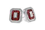 Allison Kaufman Ruby & Diamond Earrings in 14K White Gold, 2.11 ctw