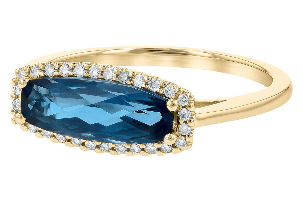 Allison Kaufman London Blue Topaz & Diamond Ring in 14K Yellow Gold, 1.90 ctw, alternate view