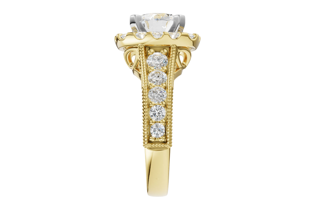 Allison Kaufman Diamond Engagement Ring Semi-Mount in 14K Yellow Gold, 1.30 ctw, alternate view