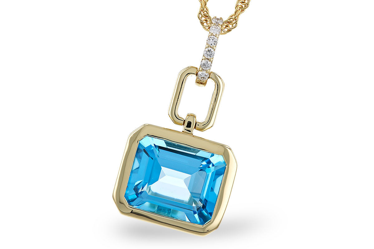 Allison Kaufman Blue Topaz & Diamond Necklace in 14K Yellow Gold, 3.30 ctw