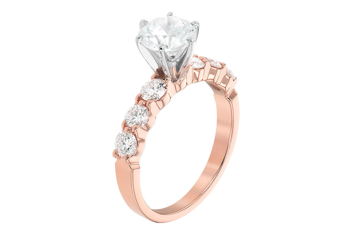 Allison Kaufman Diamond Engagement Ring Semi-Mount in 14K Rose Gold, 0.85 ctw, alternate view