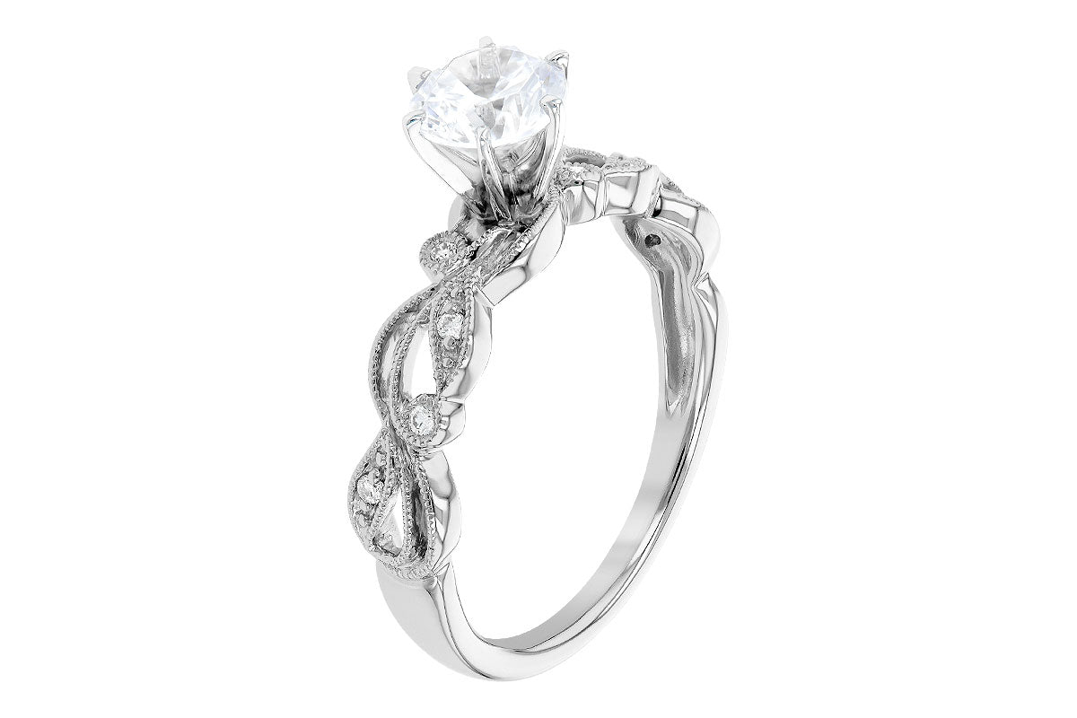 Allison Kaufman Diamond Engagement Ring Semi-Mount in 14K White Gold, 0.06 ctw (L7752), alternate view