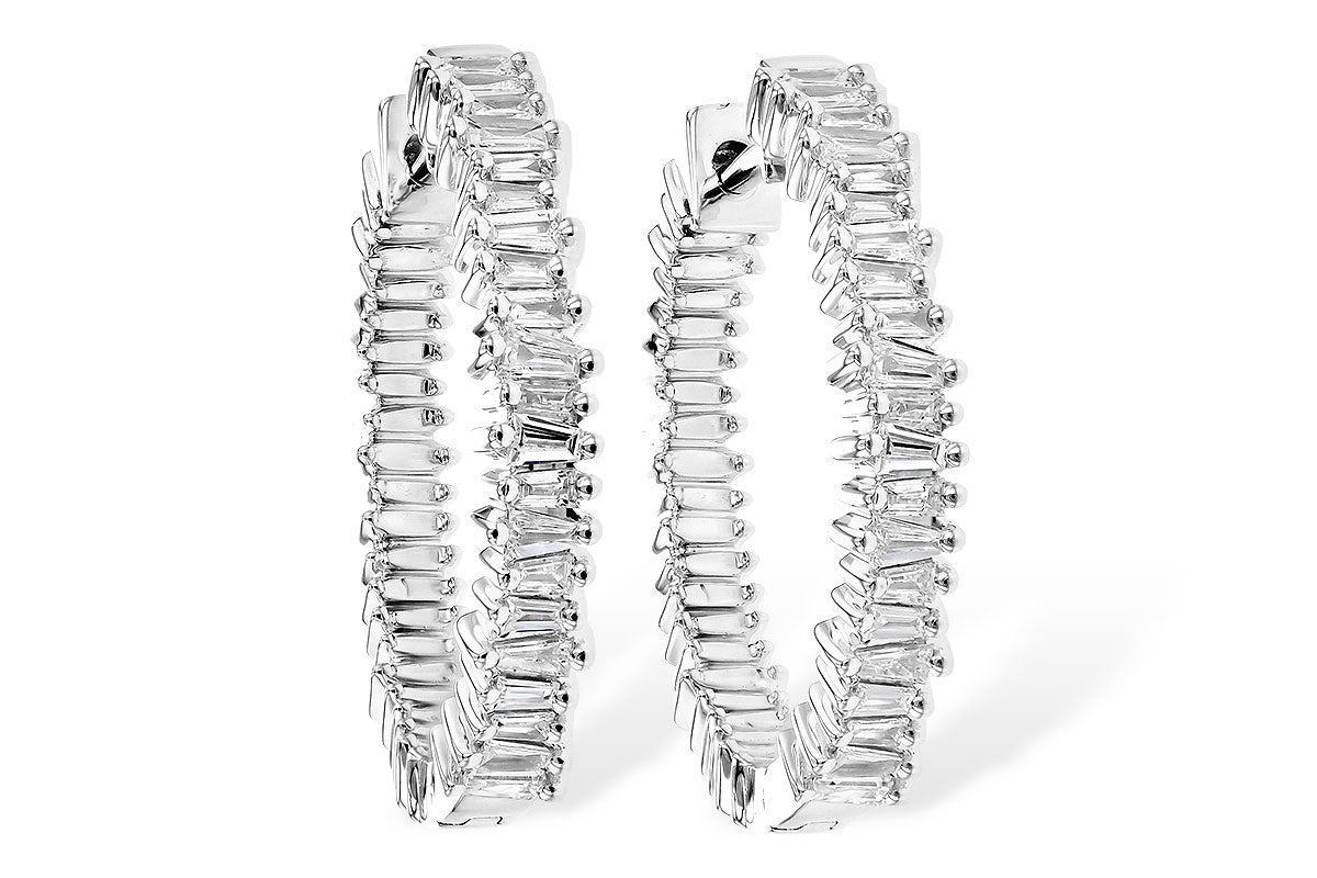 Allison Kaufman Baguette Diamond Earrings in 14K White Gold, 0.35 ctw