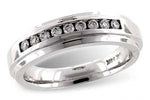 Allison Kaufman Diamond Men's Wedding Band in 14K White Gold, 0.25 ctw