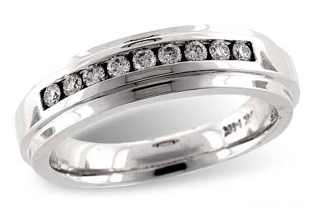 Allison Kaufman Diamond Men's Wedding Band in 14K White Gold, 0.25 ctw