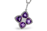 Allison Kaufman Amethyst & Diamond Necklace in 14K White Gold, 2.28 ctw