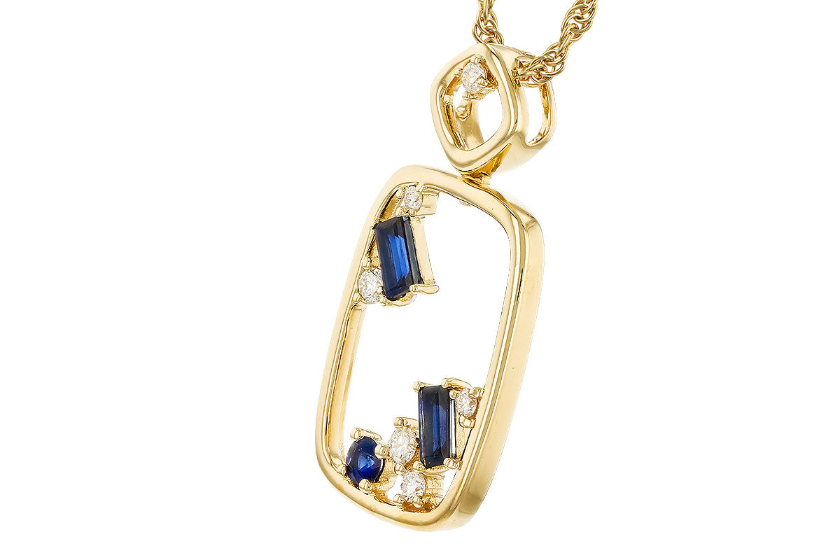 Allison Kaufman Sapphire & Diamond Necklace in 14K Yellow Gold, 0.46 ctw (N8694), alternate view