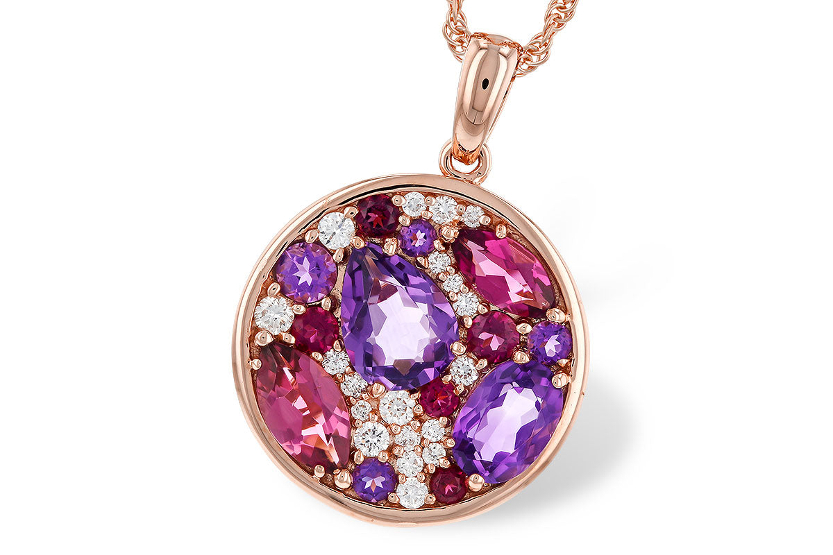 Allison Kaufman Amethyst, Pink Tourmaline & Diamond Necklace in 14K Rose Gold, 2.00 ctw