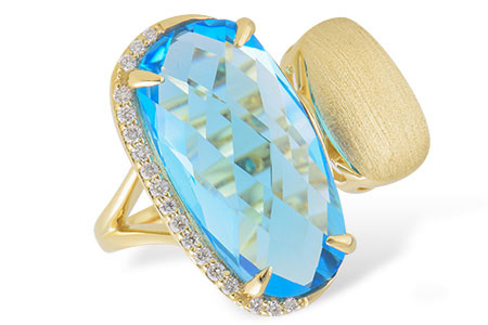 Allison Kaufman Blue Topaz & Diamond Ring in 14K Yellow Gold, 8.31 ctw