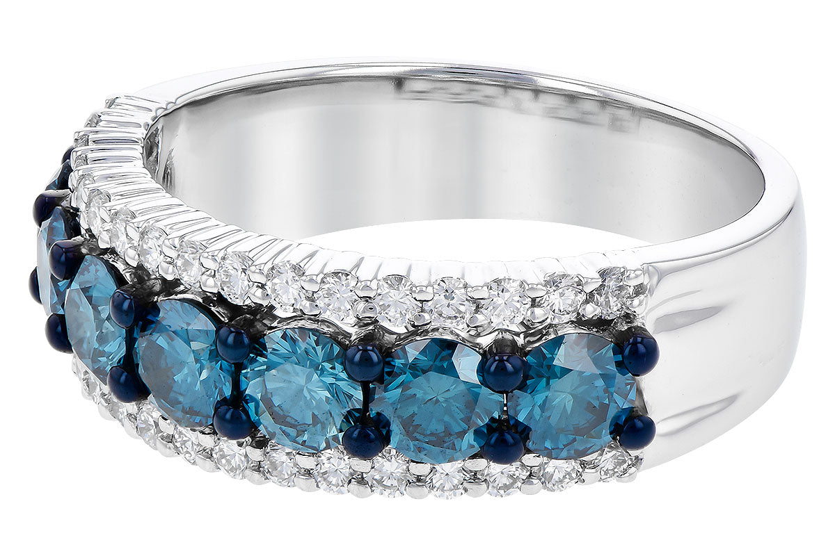 Allison Kaufman Blue Diamond Wedding Band in 14K White Gold, 1.70 ctw, alternate view
