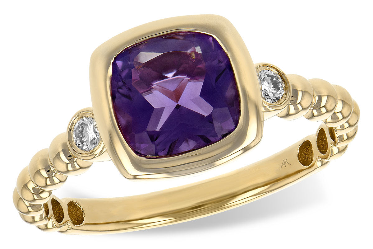 Allison Kaufman Amethyst & Diamond Ring in 14K Yellow Gold, 1.18 ctw