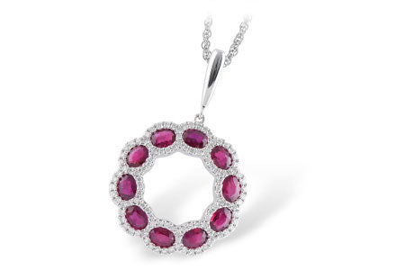 Allison Kaufman Ruby & Diamond Necklace in 14K White Gold, 2.38 ctw
