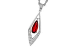 Allison Kaufman Garnet & Diamond Necklace in 14K White Gold, 1.10 ctw