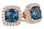Allison Kaufman London Blue Topaz & Diamond Earrings in 14K Rose Gold, 2.40 ctw