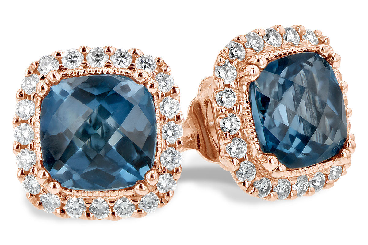 Allison Kaufman London Blue Topaz & Diamond Earrings in 14K Rose Gold, 2.40 ctw