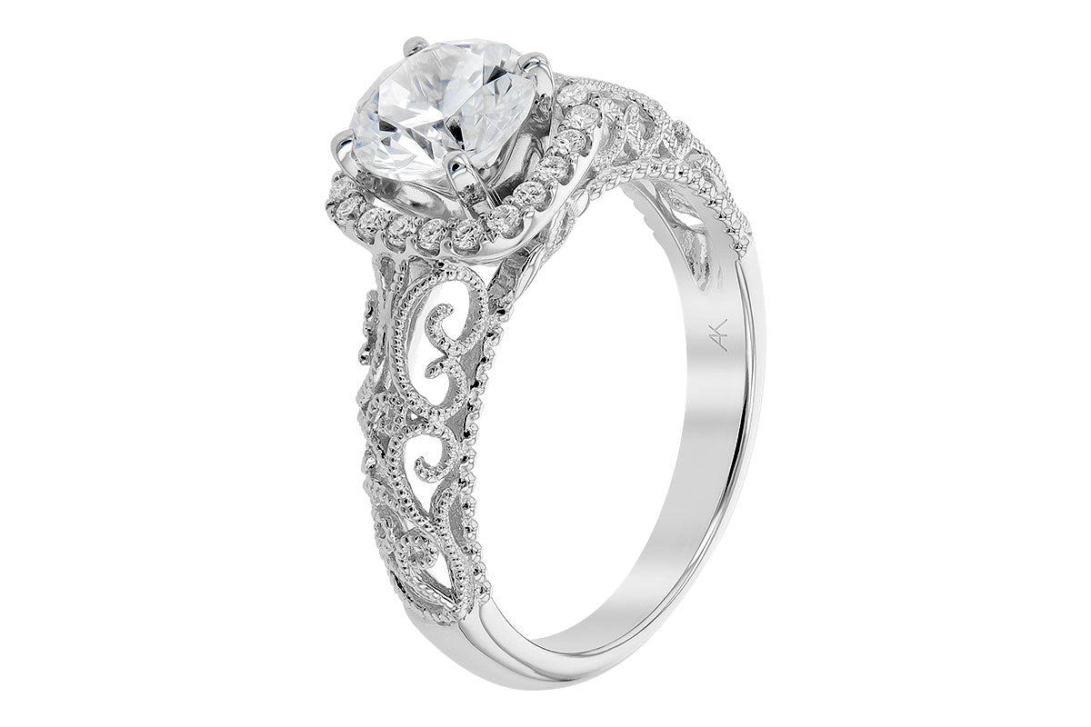 Allison Kaufman Diamond Engagement Ring Semi-Mount in 14K White Gold, 0.16 ctw (L7718), alternate view