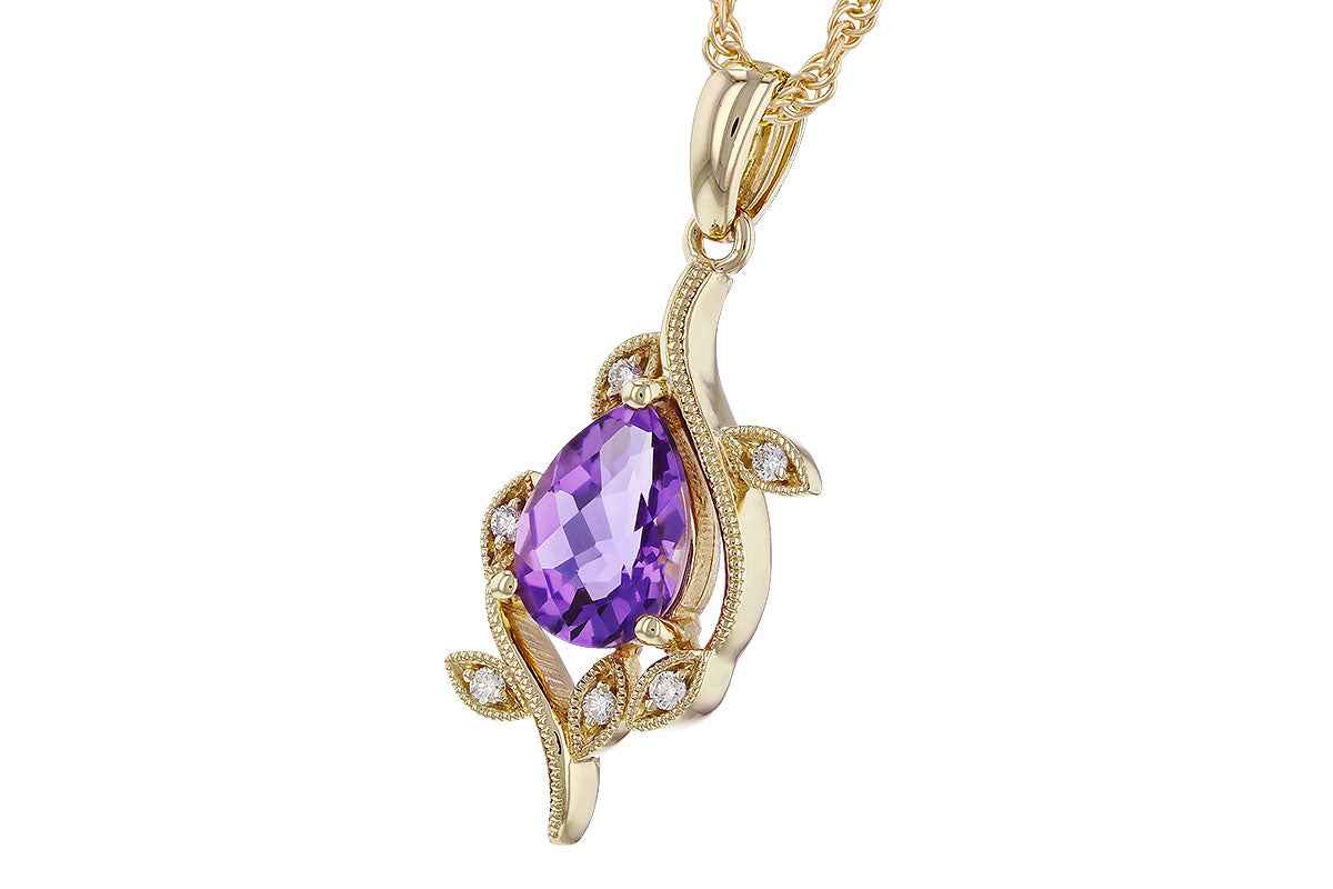 Allison Kaufman Amethyst & Diamond Necklace in 14K Yellow Gold, 0.93 ctw, alternate view
