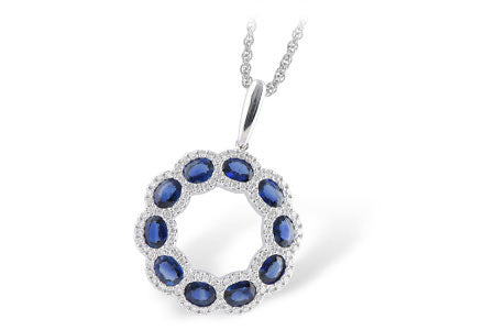 Allison Kaufman Sapphire & Diamond Necklace in 14K White Gold, 2.39 ctw