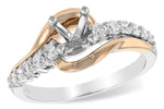 Allison Kaufman Diamond Engagement Ring Semi-Mount in 14K Two-Tone Gold, 0.35 ctw