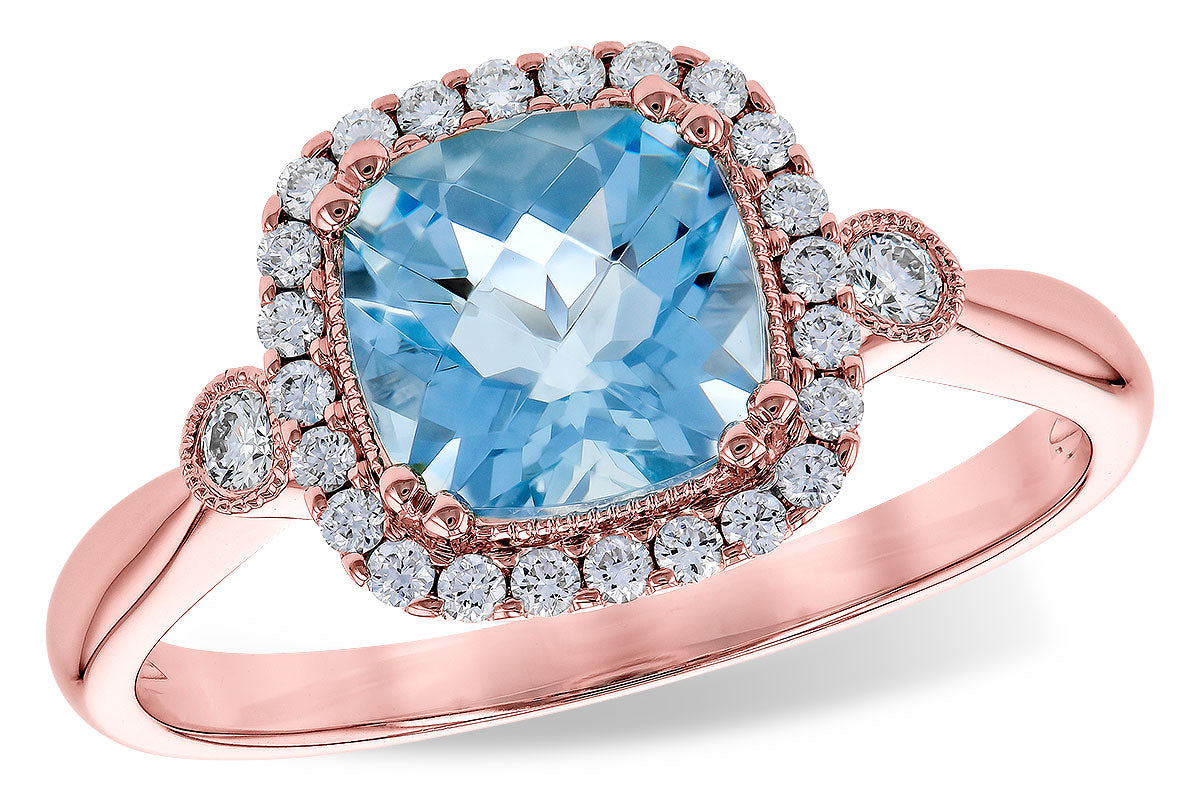 Allison Kaufman Aquamarine & Diamond Ring in 14K Rose Gold, 1.40 ctw