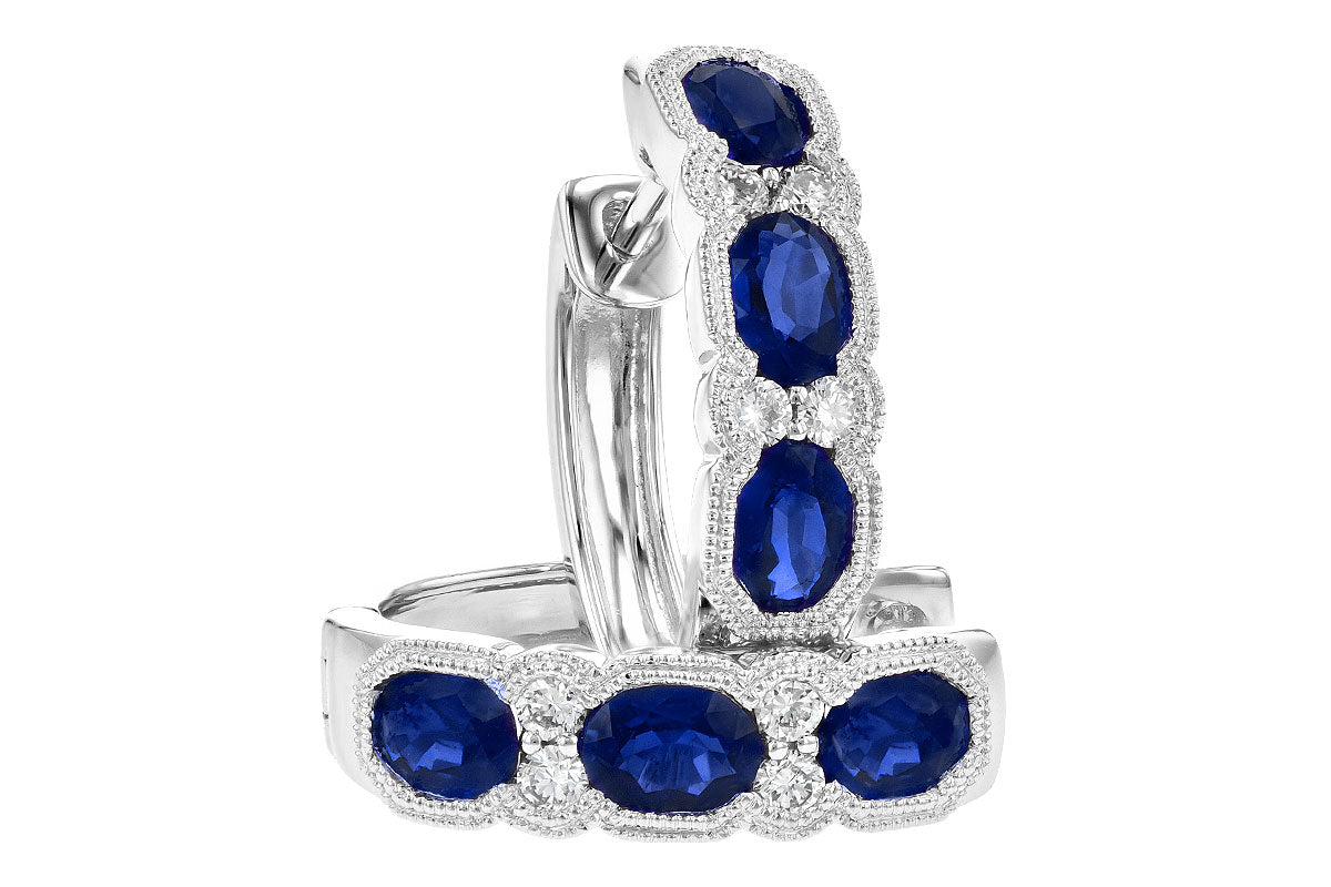 Allison Kaufman Sapphire & Diamond Earrings in 14K White Gold, 1.55 ctw, alternate view