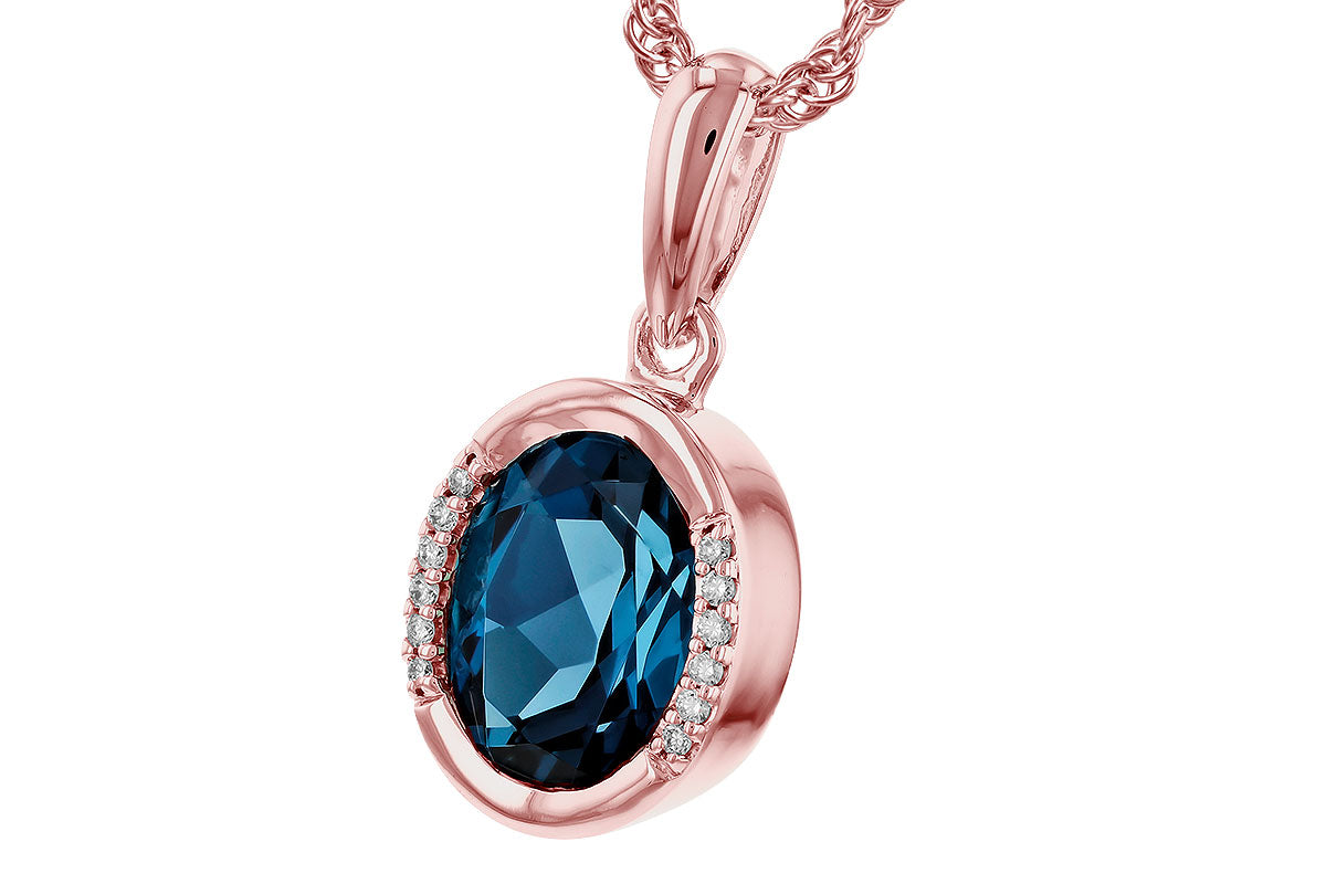 Allison Kaufman London Blue Topaz & Diamond Necklace in 14K Rose Gold, 1.93 ctw, alternate view