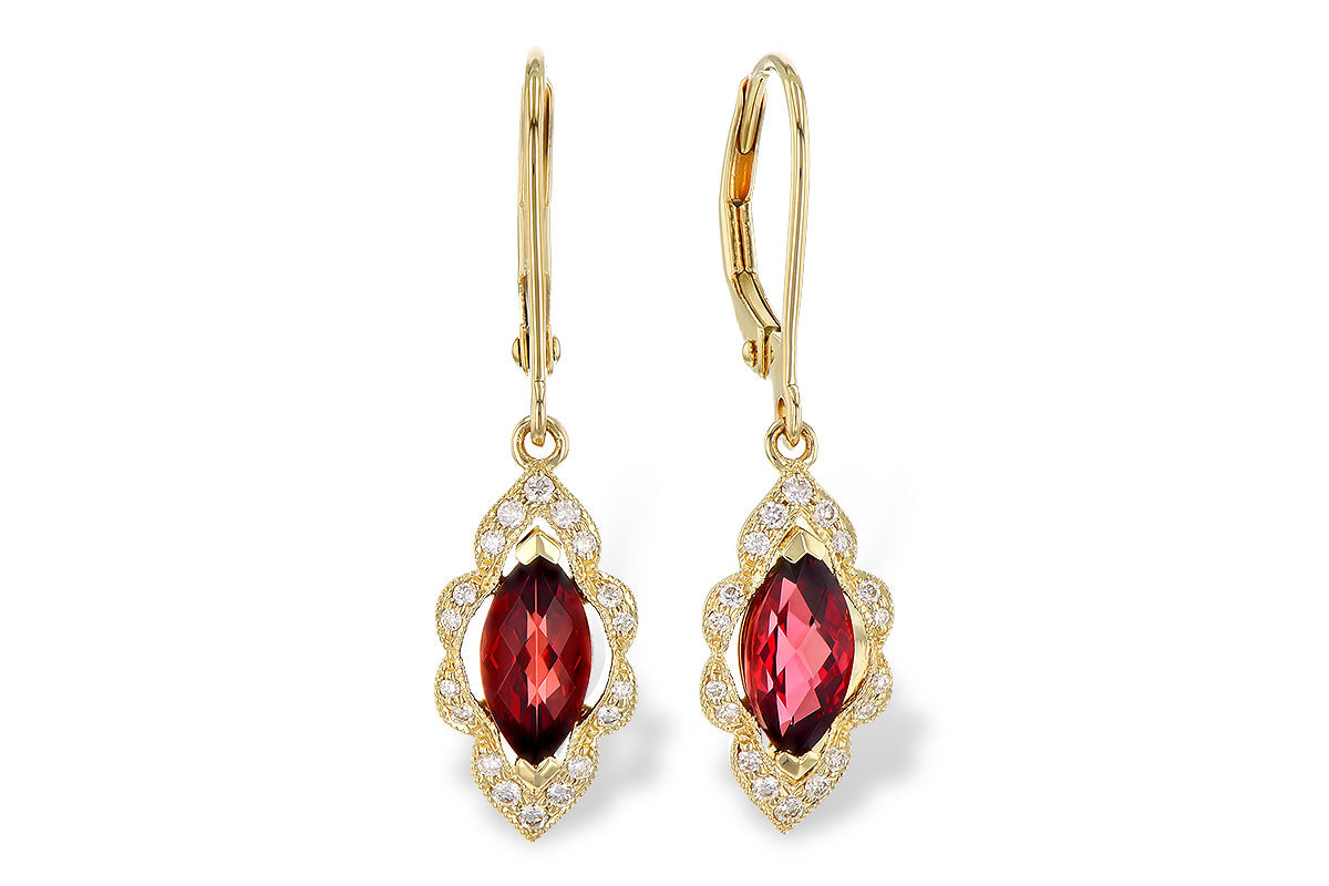 Allison Kaufman Garnet & Diamond Earrings in 14K Yellow Gold, 1.25 ctw