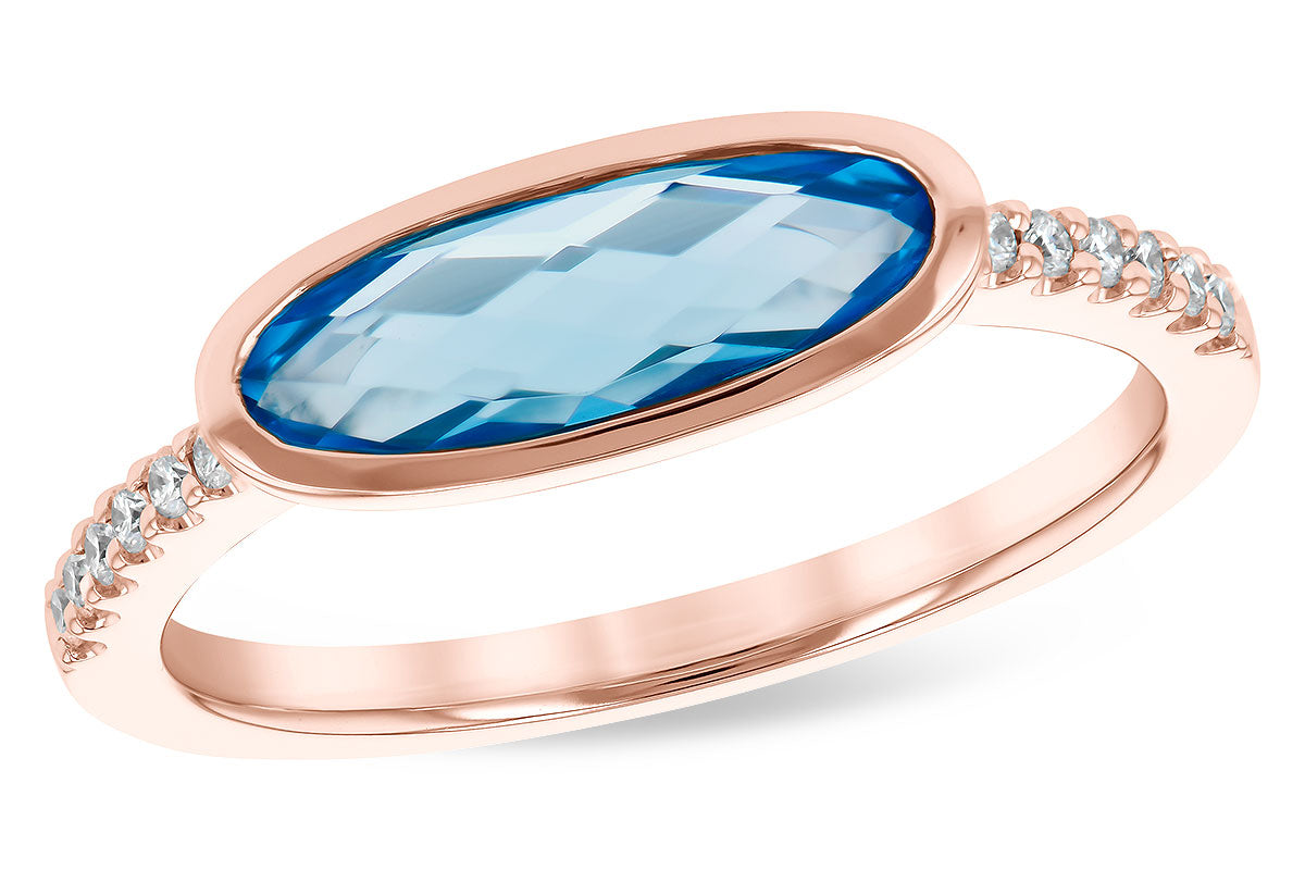 Allison Kaufman Blue Topaz & Diamond Ring in 14K Rose Gold, 1.40 ctw